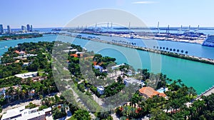 MIAMI - FEBRUARY 27, 2016: Cruise ships in Miami port. The city