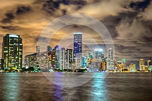 Miami florida city skyline at night