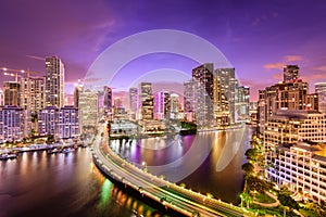 Miami, Florida Night Skyline