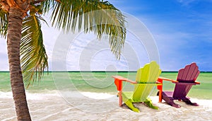 Miami Florida, Panorama of colorful lounge chairs photo