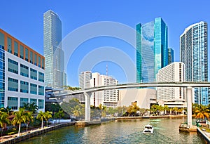 MIami Florida,Panorama of River and skyline