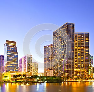 Miami Florida at sunset,