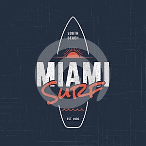 Miami Florida surf. T-shirt and apparel design