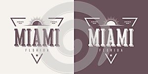 Miami Florida textured vintage vector t-shirt and apparel design