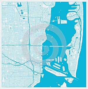 Miami, Florida, US City Map in Blue Colors.