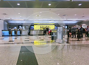 Miami, Florida, USA - Aprile 28, 2018: The Hertz rental car office at Miami airport