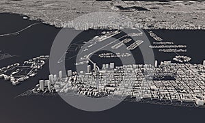 Miami, Florida, USA city map 3D Rendering. Aerial satellite view