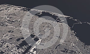 Miami, Florida, USA city map 3D Rendering. Aerial satellite view