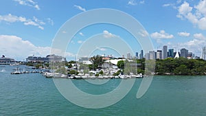 Miami, Florida USA. Drone Aerial View, Yachting and Sailboat Marina