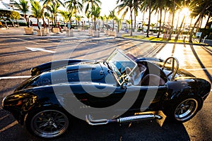 Miami, Florida, USA - JUNE 2020: Super car. Beautiful expensive car. Horsepower. Elegant transport. Luxury life.