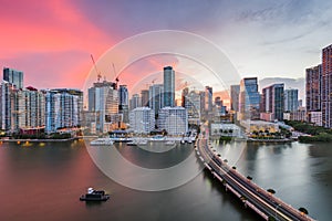 Miami, Florida, USA skyline on Biscayne Bay