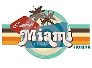 Miami Florida Vintage Postcard style t-shirt design art