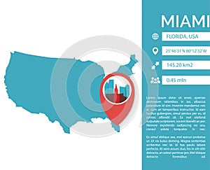 Miami map infographic vector isolated illustration