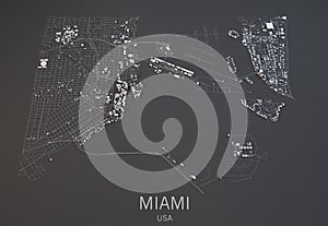 Miami map, Usa, satellite view