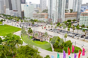 Miami protest George Floyd miniature tilt shift effect added aerial photo