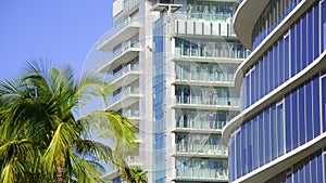 Miami scene buildings with palms 4k HDR shot in prores raw