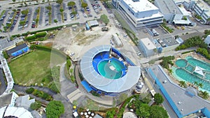 Miami Seaquarium whales in captivity aerial video