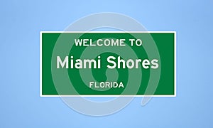 Miami Shores, Florida city limit sign. Town sign from the USA