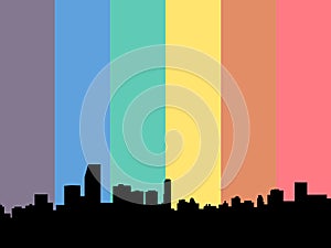 Miami Skyline with rainbow flag