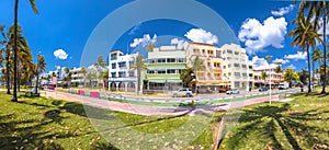 Miami South Beach Ocean Drive colorful Art Deco street architecture view