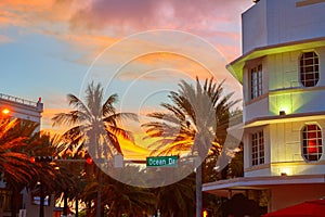 Miami South Beach sunset Ocean Drive Florida