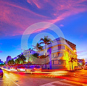 Miami South Beach sunset Ocean Drive Florida