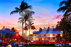 Miami South Beach sunset Ocean Drive Florida