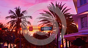 Miami South Beach sunset Ocean Drive Florida