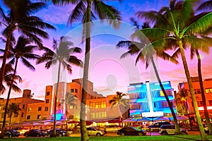 Miami South Beach sunset Ocean Drive Florida