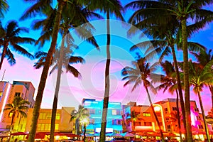 Miami South Beach sunset Ocean Drive Florida