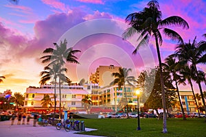 Miami South Beach sunset Ocean Drive Florida