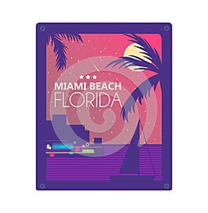 Miami summer concept vector graphic design for print