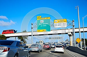 Miami traffic driving to Miami beach Florida