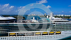 Miami, USA - April 29, 2022: Royal Caribbean Cruise Line Jewel Of The Seas ship