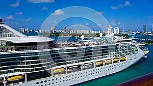 Miami, USA - April 29, 2022: Royal Caribbean Cruise Line Jewel Of The Seas ship