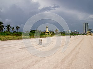 MIAMI, USA - JULY 18, 2015:View of lifeguard post on Miami beach, Florida