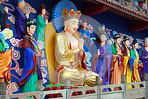 Mianyang, China: Buddha Tableaux at Temple photo