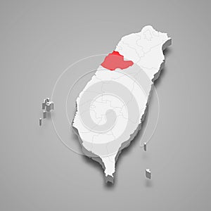 Miaoli County division location within Taiwan 3d map
