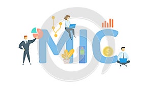 MIC, Market Identifier Code. Concept with keywords, people and icons. Flat vector illustration. Isolated on white.