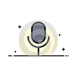 Mic, Microphone, Basic, Ui  Business Flat Line Filled Icon Vector Banner Template