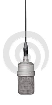 Mic - Professional large-diaphragm microphone hanging from a long cable