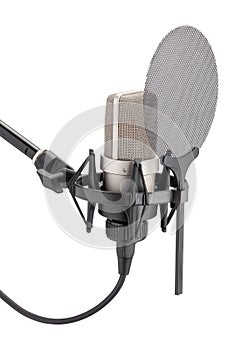 Mic on shock mount with pop filter