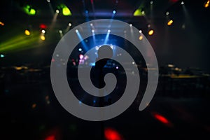 MIC ON A STAGE READY FOR THE SINGER OR SPEAKER