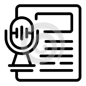 Mic text ai icon outline vector. Audio transcribe