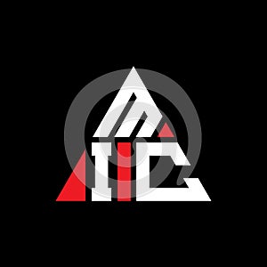 MIC triangle letter logo design with triangle shape. MIC triangle logo design monogram. MIC triangle vector logo template with red photo