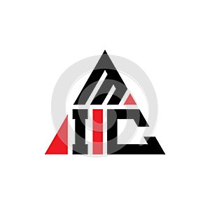 MIC triangle letter logo design with triangle shape. MIC triangle logo design monogram. MIC triangle vector logo template with red photo