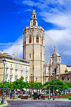 Micalet tower, Miguelete tower in Plaza de la Reina, Valencia, S