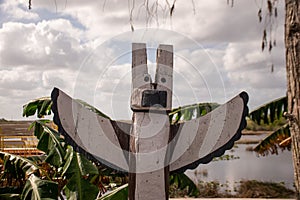 Miccosukee totem in the wetlands in Everglades, Florida