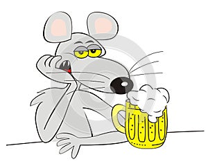 Mice and beer, crazy vector illustration