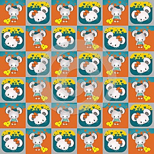 Mice lovers seamless pattern